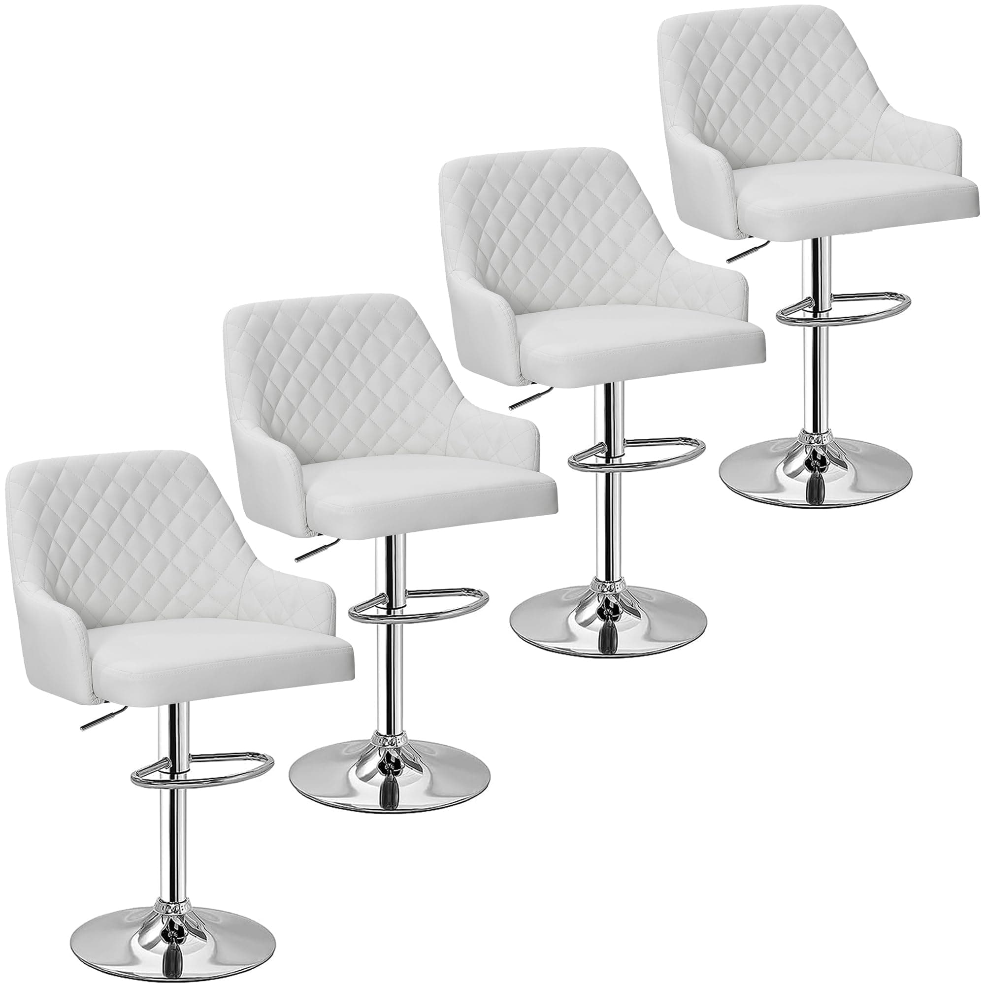 VECELO Adjustable Bar Stools Set of 4 with Back, Bar Height for Kitchen Counter