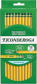 Ticonderoga Dixon Wood-Cased Pencils, 2 Hb Soft Lead, Yellow, Pack Of 12