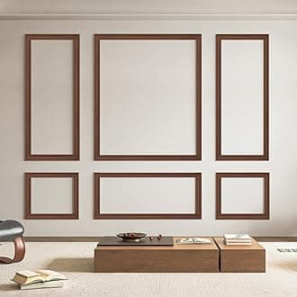 Art3d Pre-Cut Wall Molding Set of 6 pcs, Ready-to-Assemble Wainscoting Panels for Interior Wall Décor Living Room Bedroom Accent Wall - Installed with Glue, 3 Top 3 Bottom, Walnut