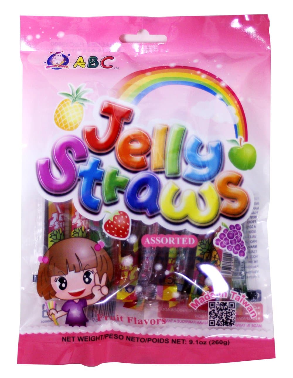 ABC Fat free "Squeeze it" Fruitery Fruit Jelly straws -Assorted (9.1 oz) (Pack of 6)