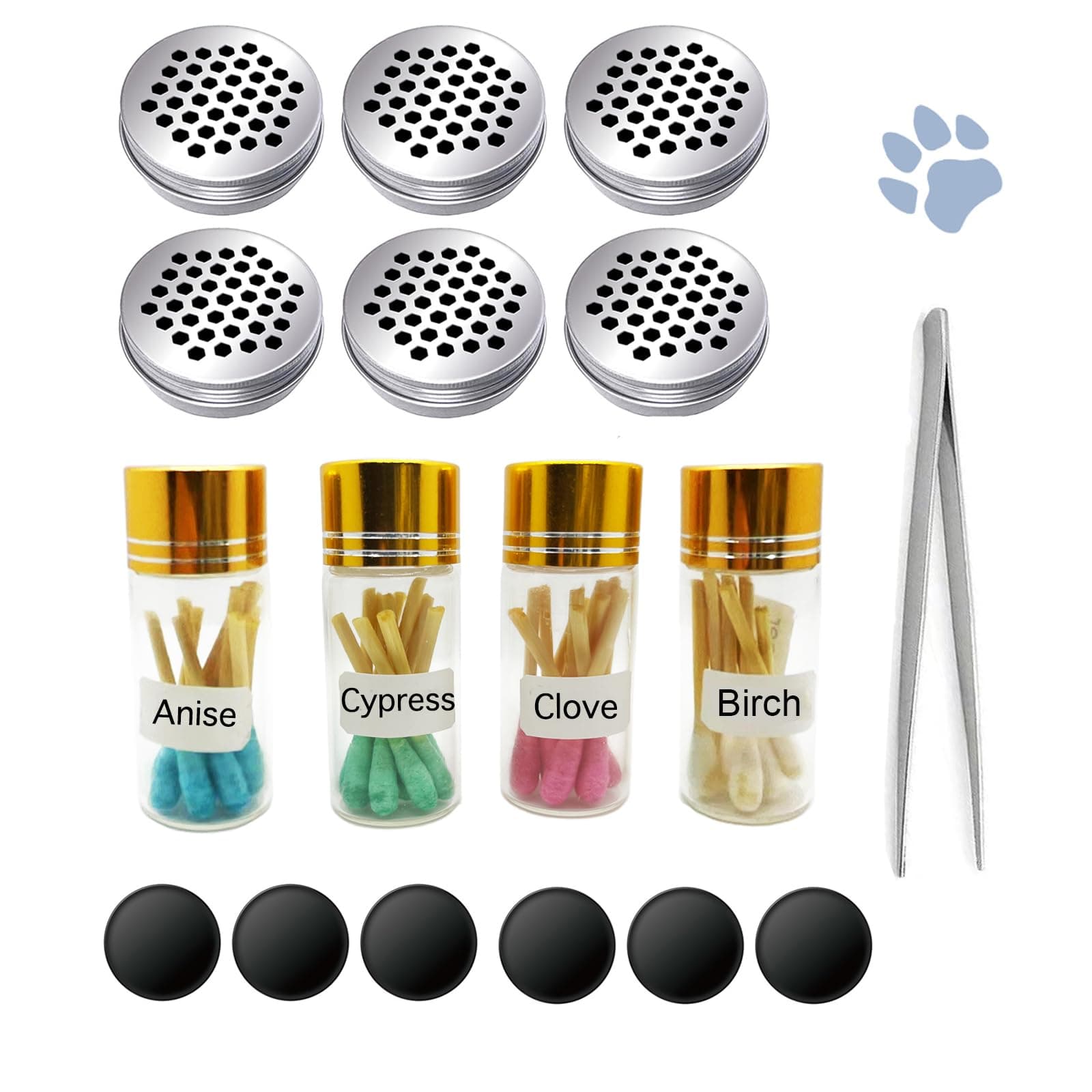 Dog Scent Work Tins Training Kit Nose Work Containers Magnetic dots Scent Work for Dogs Training Smell Aluminum Cans (6 tins+4 scent work kit)