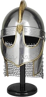 Deco 79  Silver Metal Vintage Helmet 17 x 9 x 11 Inches