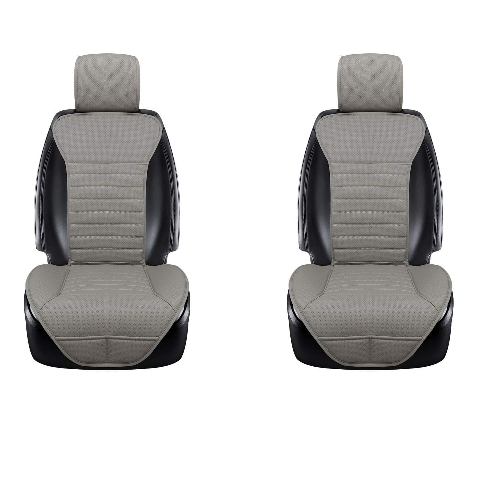 2-Pack Gray PU Leather Car Seat Cover