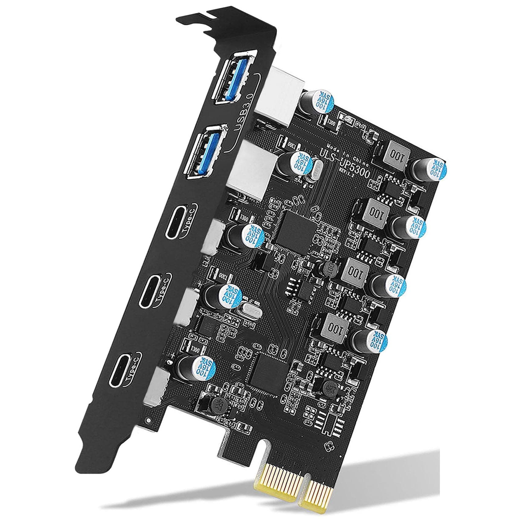 USB PCIE Card 5-Port (3X USB C,2X Type A) PCI Express Expansion Card Desktop PC Internal hub for Windows 10/8/7 and MAC OS 10.8.2 Above
