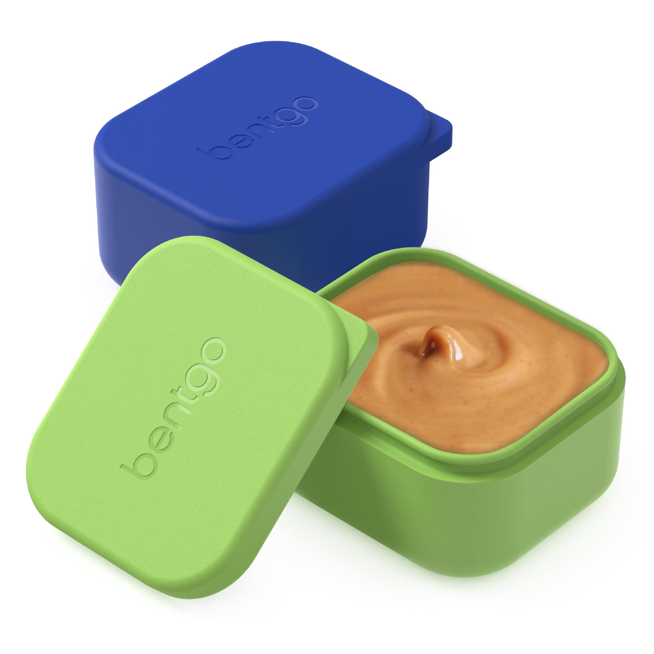 Bentgo Sidekicks 2-Pack Silicone Container Set - Dipping Sauce Cups for Condiments & Small Snacks, Reusable, Durable, & Leak-Proof Liquid Storage, Salad Dressing Container - 2.6 oz (Blue & Green)