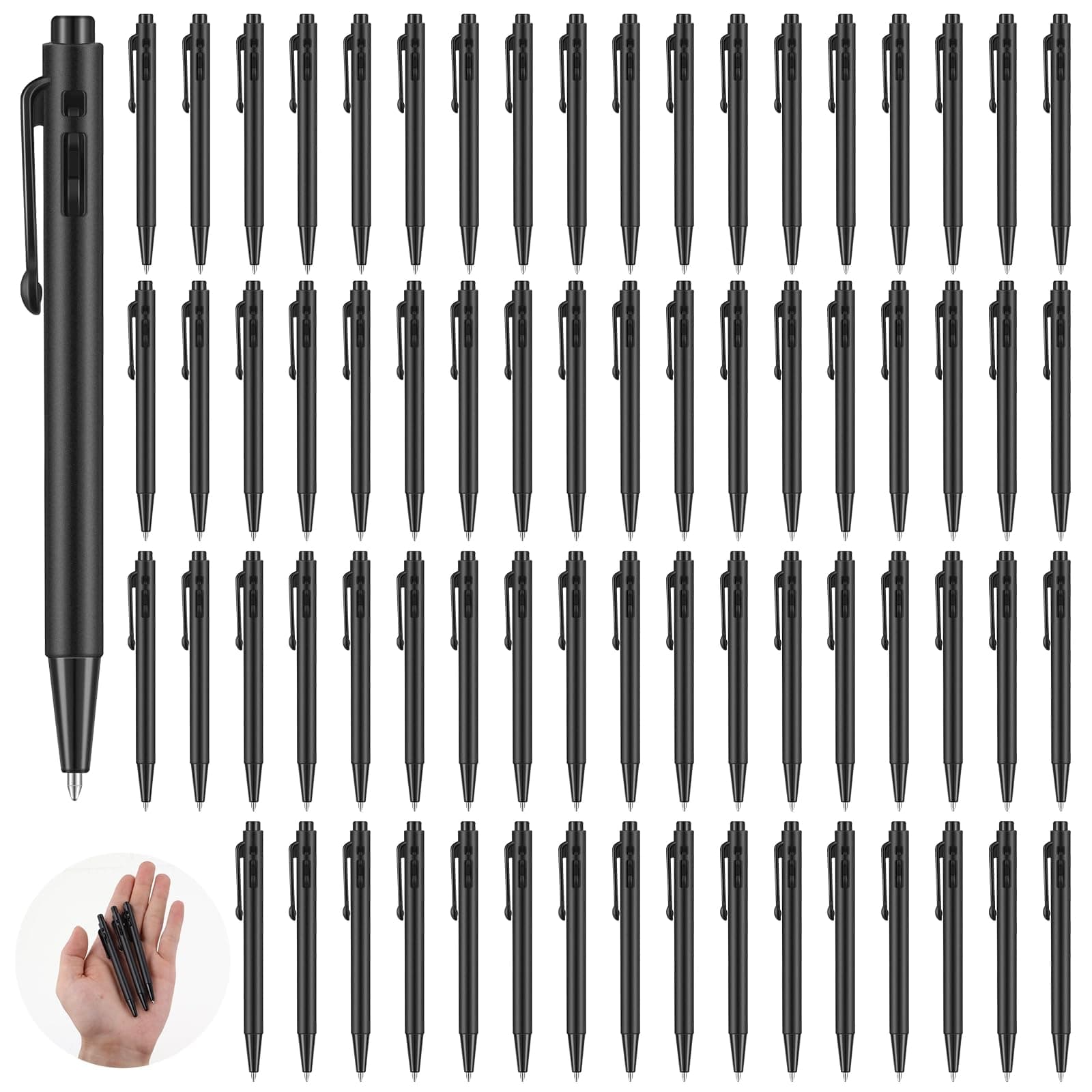 DIMEGON 72 Pcs 4'' Mini Pens Bulk, Small Retractable Ballpoint Pens, 0.7 mm Fine Point Pens with Clip, Tiny Ink Black Pens, Smooth Writing Rollerball Pens for Pocket Notebook Office (72 Pcs)
