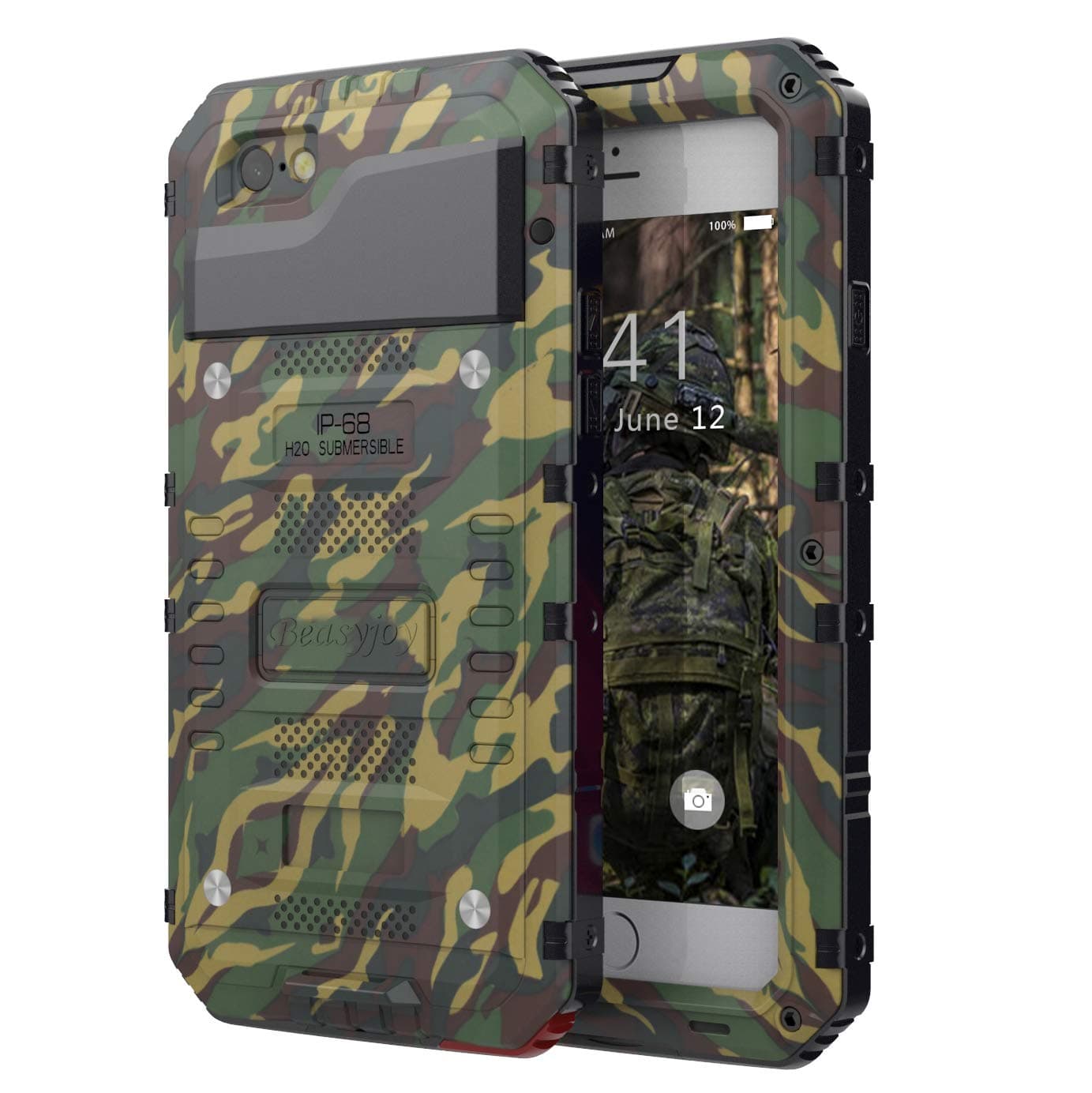 Beasyjoy for iPhone 7 Plus Case for iPhone 8 Plus Metal Case Heavy Duty with Screen Full Body Waterproof Shockproof Tough Rugged Hybrid Military Grade Defender (Camo)