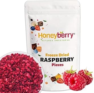 Freeze Dried Raspberry Pieces 70g - Premium Freeze-Dried Fruit Bits - 100% Natural, No Added Sugar or Preservatives Raw Dry Raspberry Grit for Baking, Cake Decorations, Yogurt, Porridge Oat, Smoothies