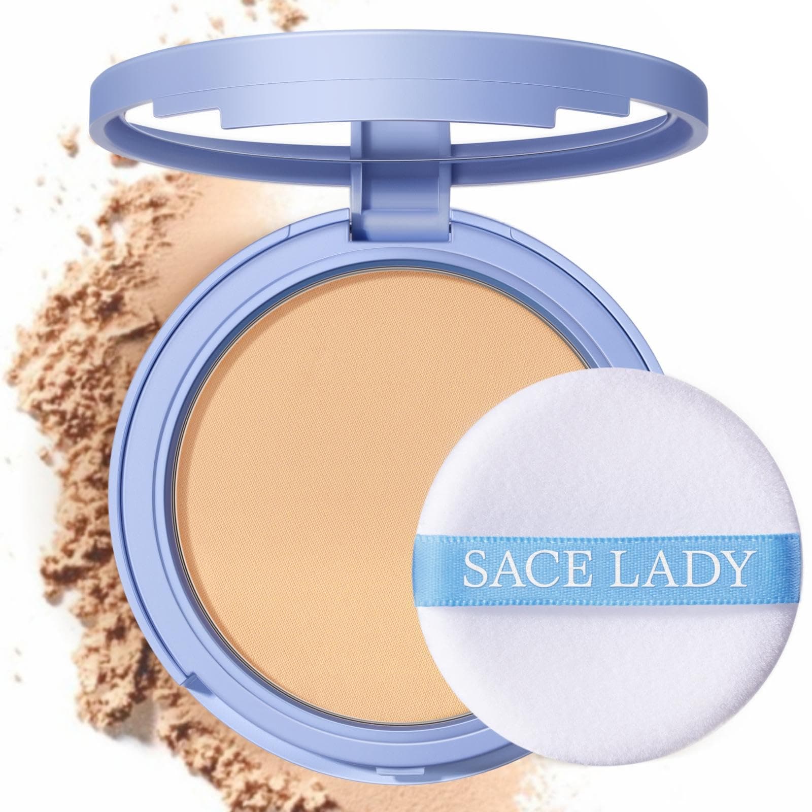 SACE LADY Pressed powder kit for face, makeup, brightness control, soft fine lines for a flawless finish, durable compact cosmetic without animal testing