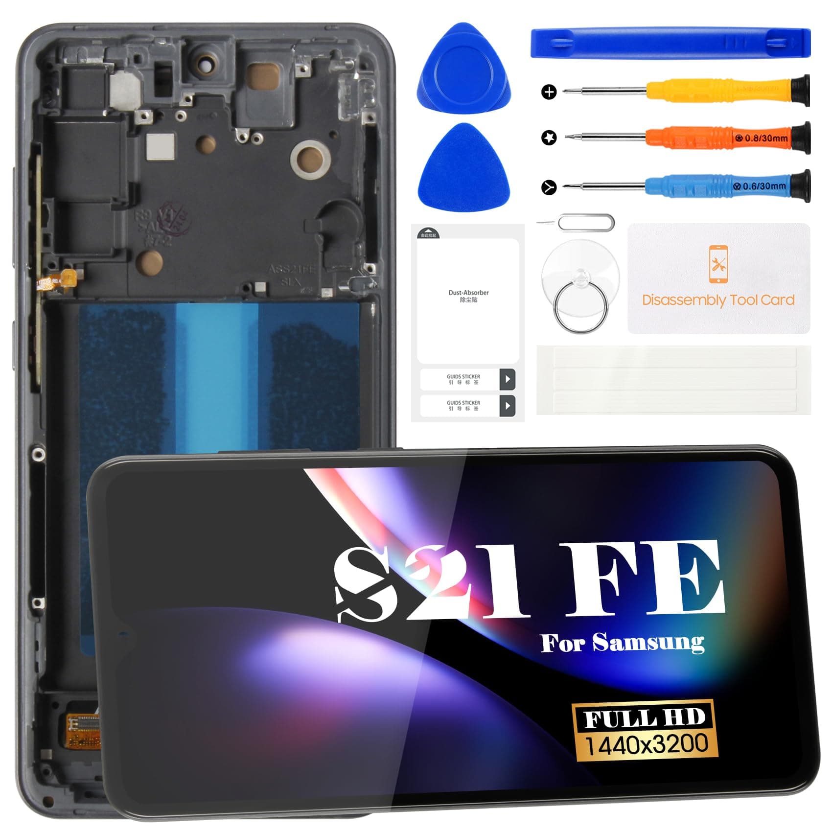 OLED for Samsung S21 FE 5g Screen Replacement for Samsung Galaxy S21 FE 5g LCD Screen for Galaxy SM-G990B SM-G990B/DS LCD Touch Screen Digitizer Assembly Repair Kits with Frame Black