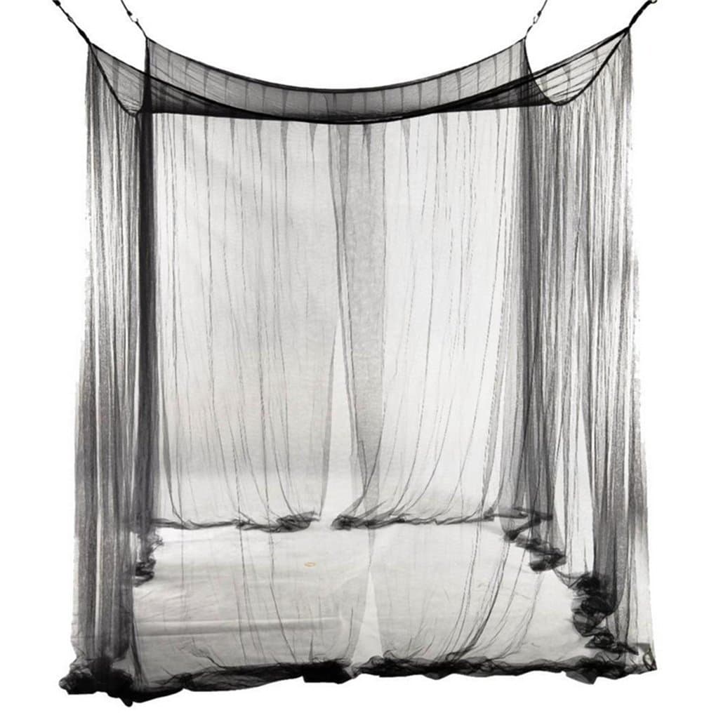 koobea Premium Mosquito Net Bed 2.4mx2.1mx1.9m, Large Square Bed Canopy Curtains, Mosquito Netting with 4 Openings-Black