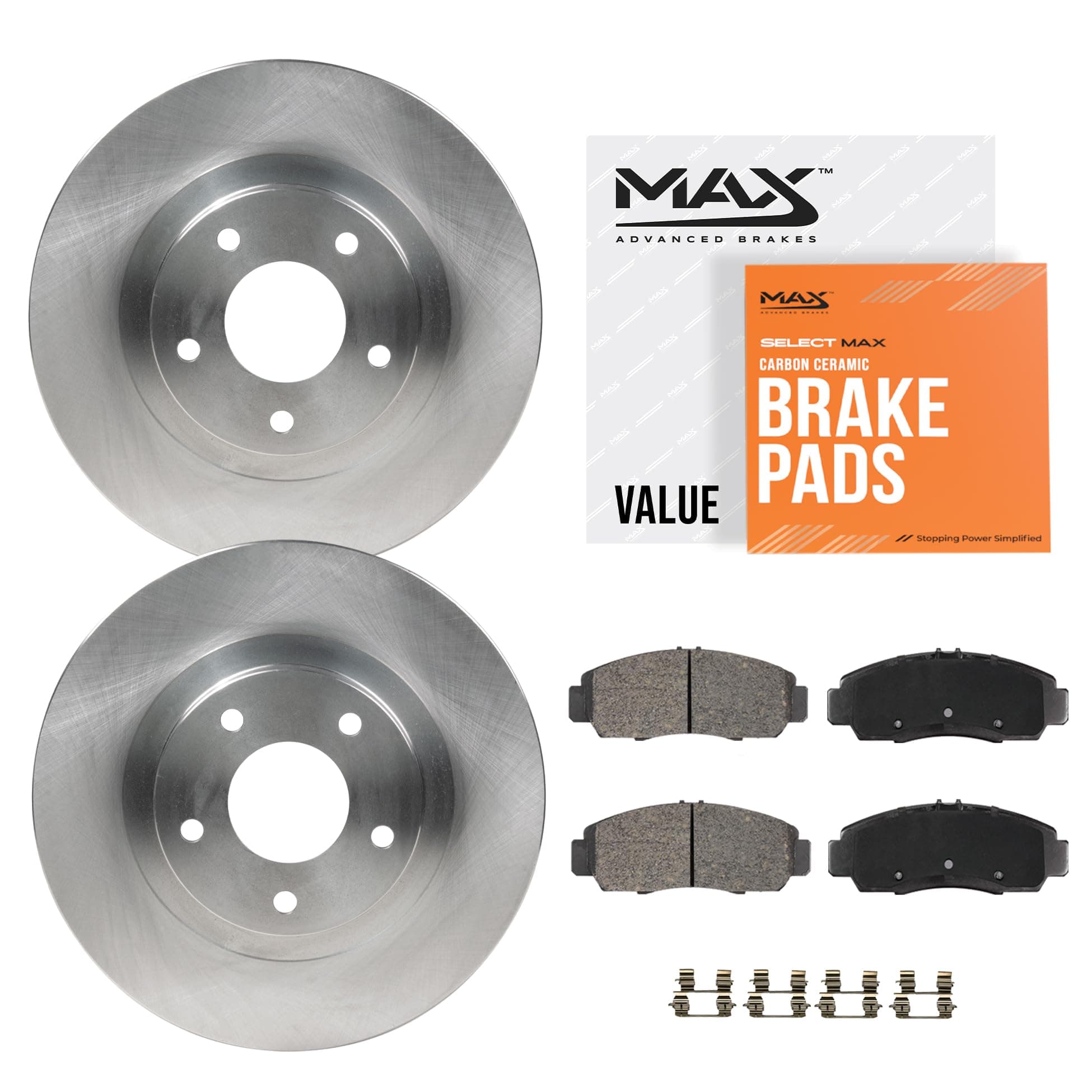 Front Brake Kit Compatible With 2011-2016 2017 Toyota Prius Plug-In Compatible With Lexus CT200h Replacement Premium OE Disc Brake Rotors and Ceramic Brake Pads