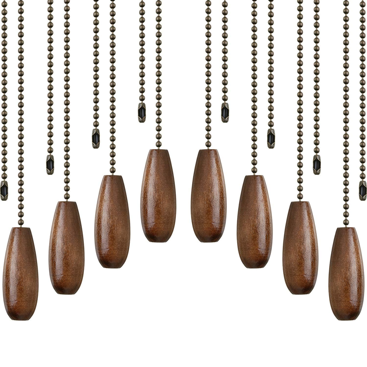 8 Pieces Ceiling Fan Pull Chains Extender Wooden Pendant Pull Chain Extension for Ceiling Light Lamp Fan(Walnut Color)