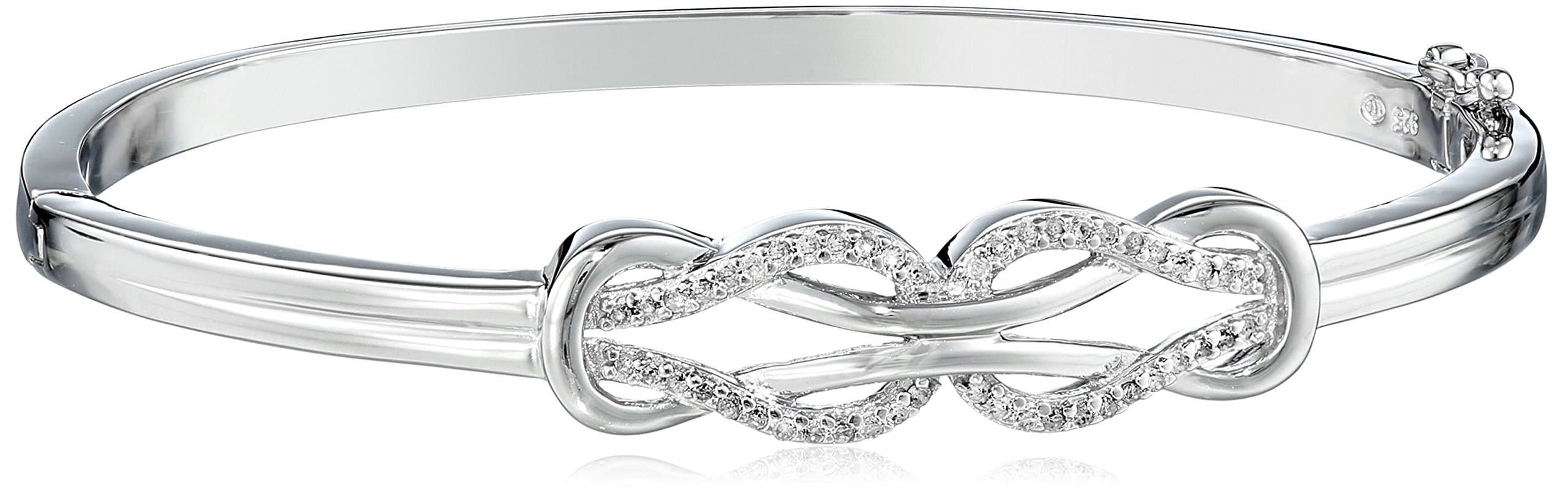 Amazon Essentials Sterling Silver Diamond Double Knot Bangle Bracelet, 7" (0.25 cttw, J Color, I3 Clarity)