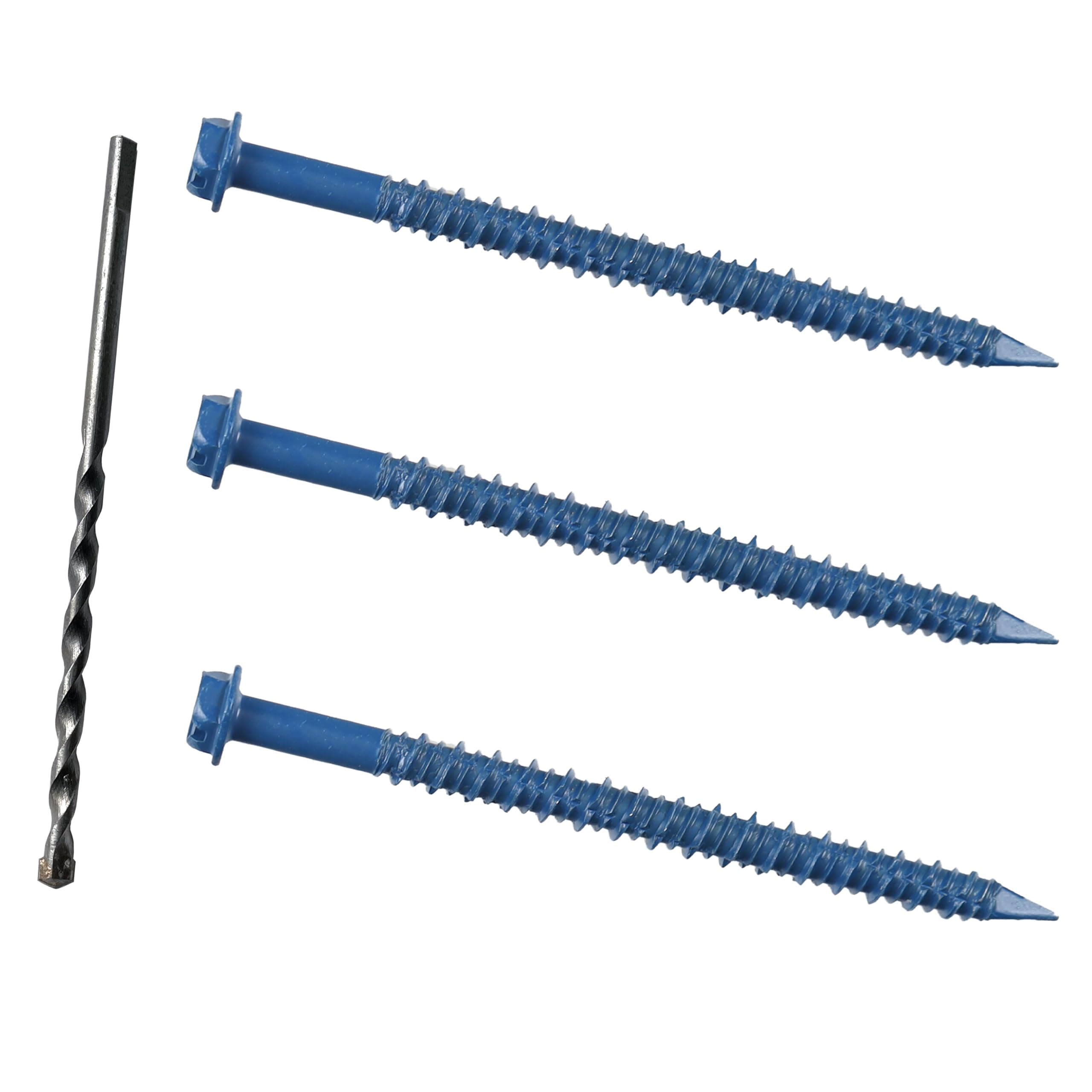 3/16 x 2-3/4" Hex Head Concrete Screw Anchor, for Anchoring to Masonry, Block or Brick (100Pcs)