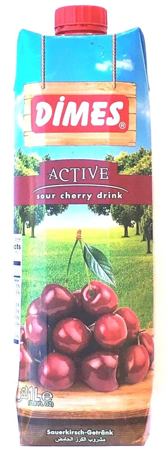 Dimes Active Sour Cherry Drink 1 L, 33.8 FL OZ (Pack of 2)