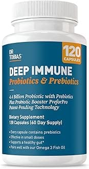 Dr. Tobias Deep Immune Probiotics & Prebiotics - Dual Action Digestion & Immune Support with PreforPro Prebiotics & Spore Forming Probiotics for Women & Men - 120 Capsules (60 Servings)