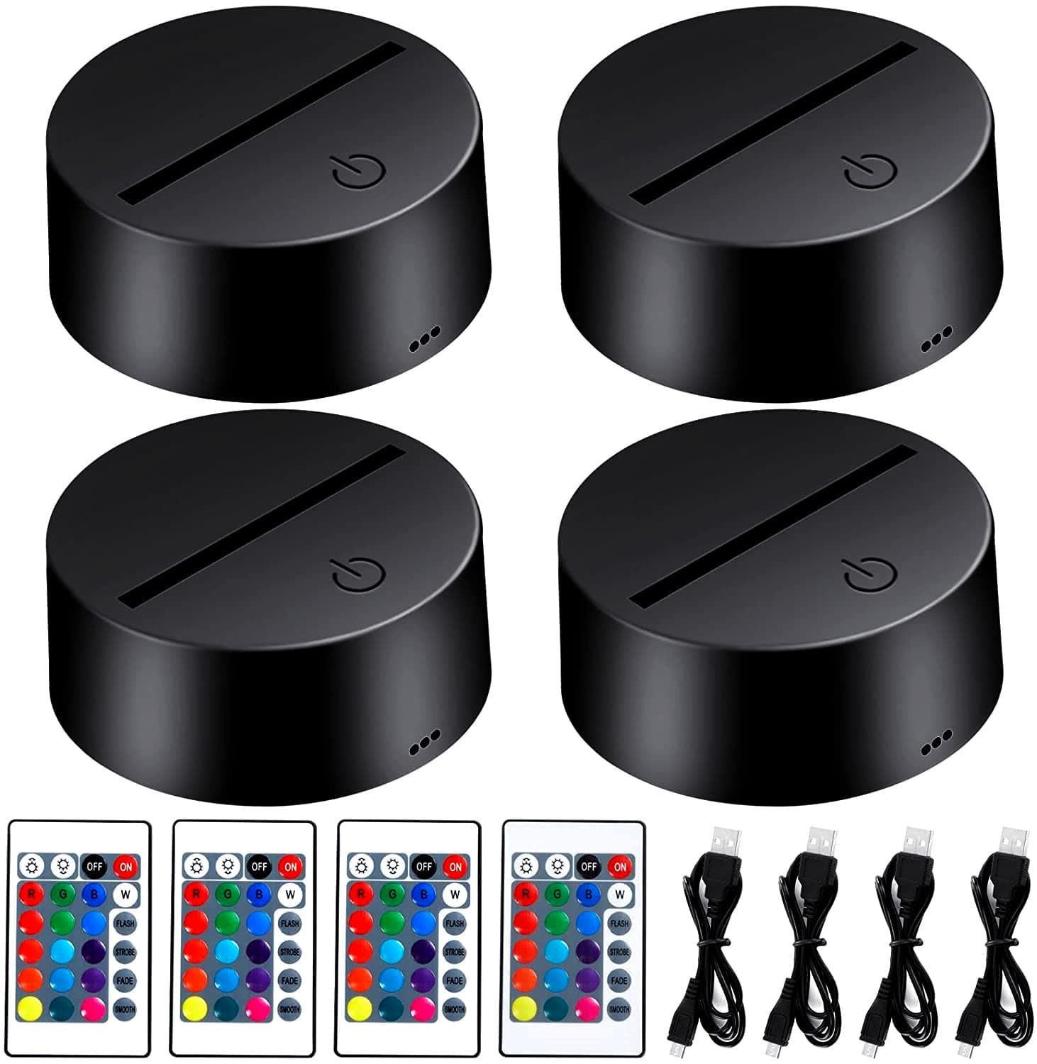 Elikliv 3D LED Light Lamp Base, 4 Sets Acrylic Light Base with Remote Control & Touch Control, 16 Colors 4 Modes Led Display Base, Decorative Lights for Bedroom Restaurant Shop Cafe