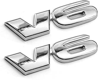 3D V6 Metal Emblem, Tailgate Emblems, Car Side Fender Rear Tailgate Decal, Universal Car Decor Accessories Fender Trunk Decorative Badge Stickers for Vehicle Exterior (V6 Silver, 2PCS)