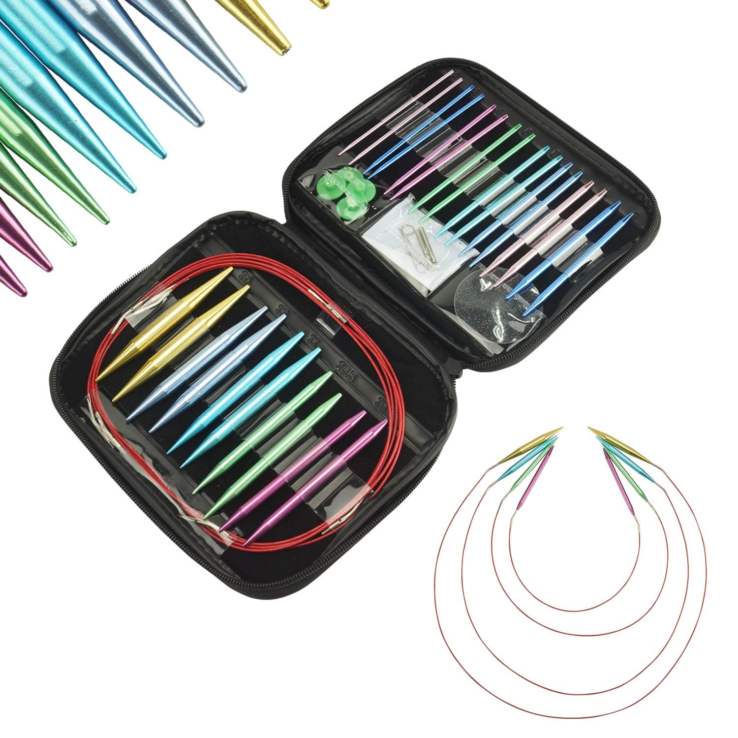 Interchangeable Knitting Needle Set 2.75mm-10mm 13 Sizes Aluminum Circular Knitting