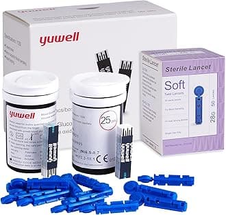 yuwell Blood Glucose Test Strips and Lancets for Model 582&710 Only x 50pcs