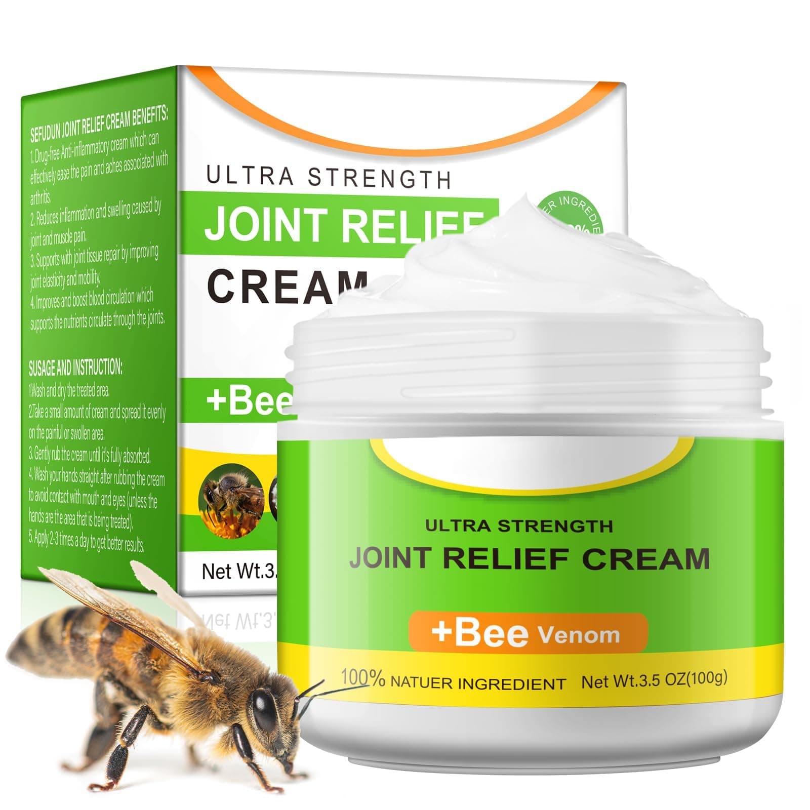 Bee Ointment, Bee Cream, Joint Bone Therapy, Bee Cream, Arthritis Pain Relief Cream with Natural Formula, Ultra Strength Joint Relief Cream for Soreness Muscle Recovery, 100 g
