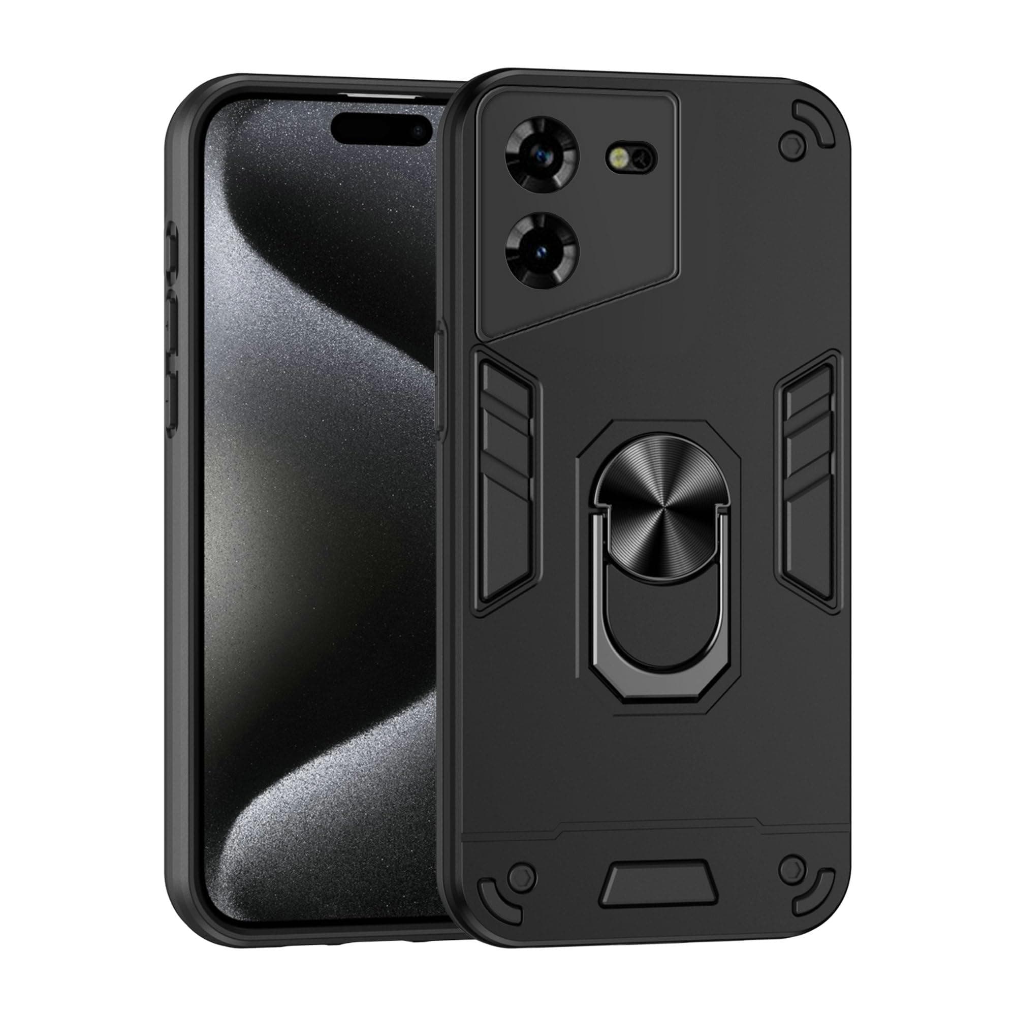 Compatible for Tecno Pova 5 Case,Built-in Stand Shockproof and Drop-Proof Compatible with Tecno Pova 5 LH7n Phone Case Cover Black