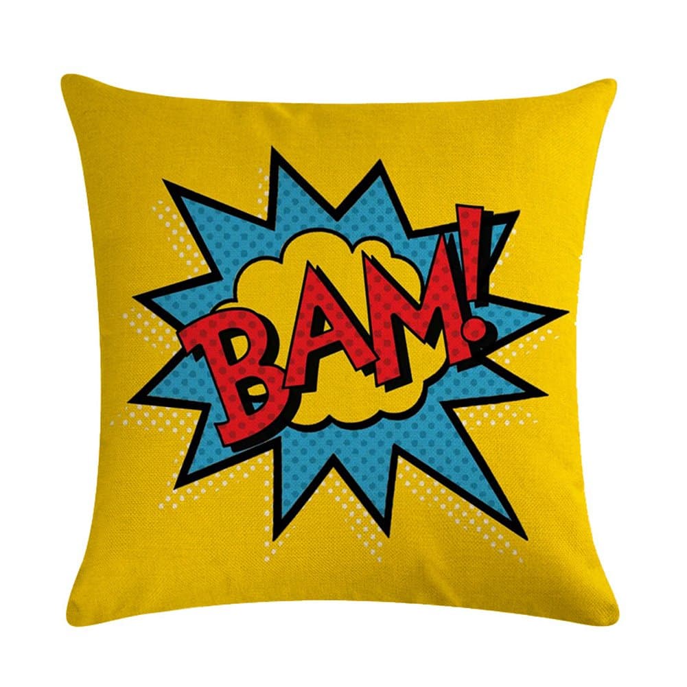 Super Hero Quote Throw Pillow Case Cushion Cover Exclamation Pattern Decorative Square 18x18 Inch Pillowcase Best Gift (Bam!)