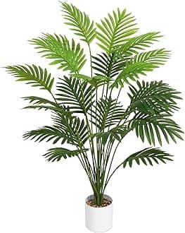 28" Artificial Plant Areca Palm Tree Fake Palm Tree in Pot Tall Faux Plant for Outdoor Indoor Home Garden Office Decoration