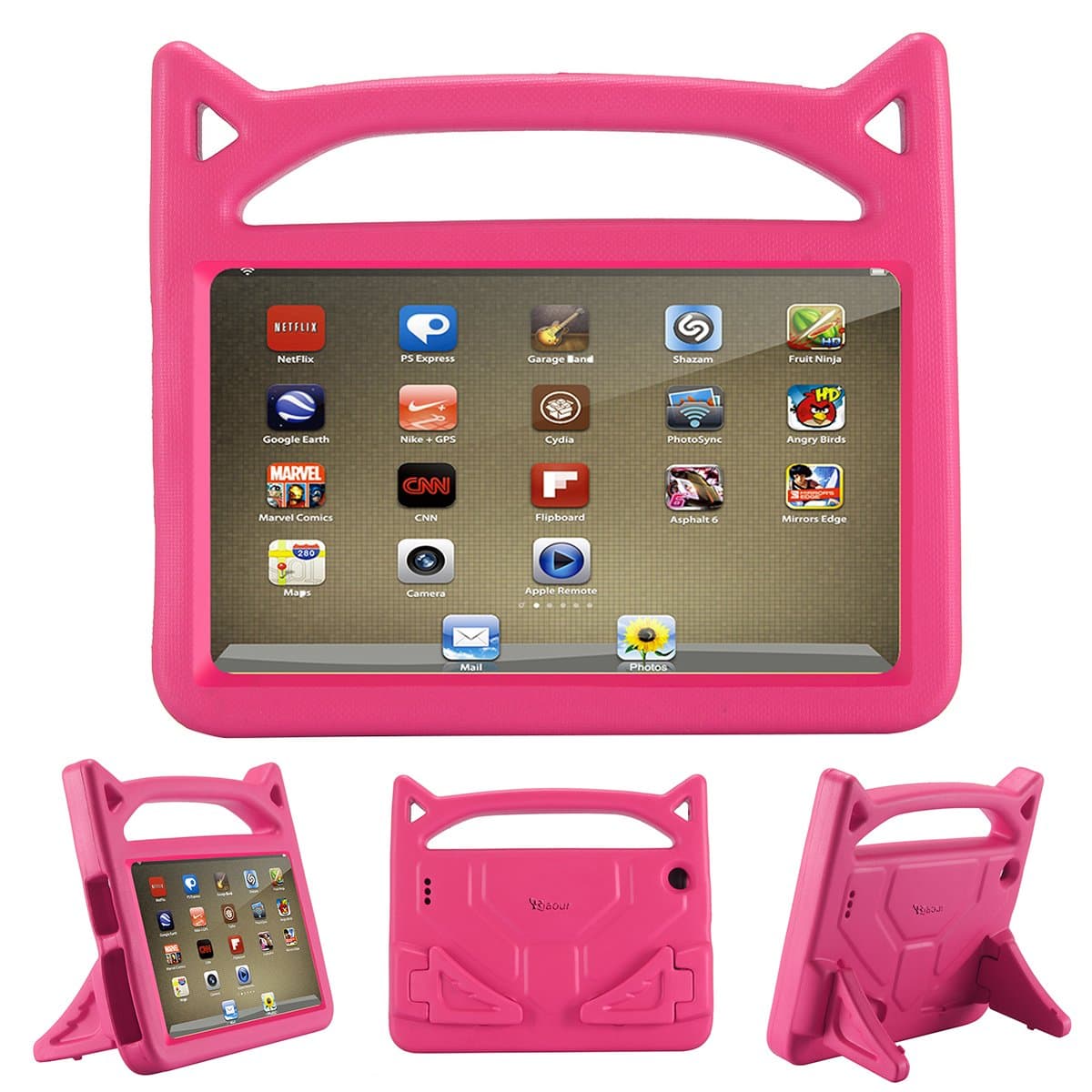7 Tablet Case - Riaour Kids Shock Proof Protective Cover Case for 7 Tablet (Compatible with 5th Generation 2015/7th Generation 2017) (Pink)