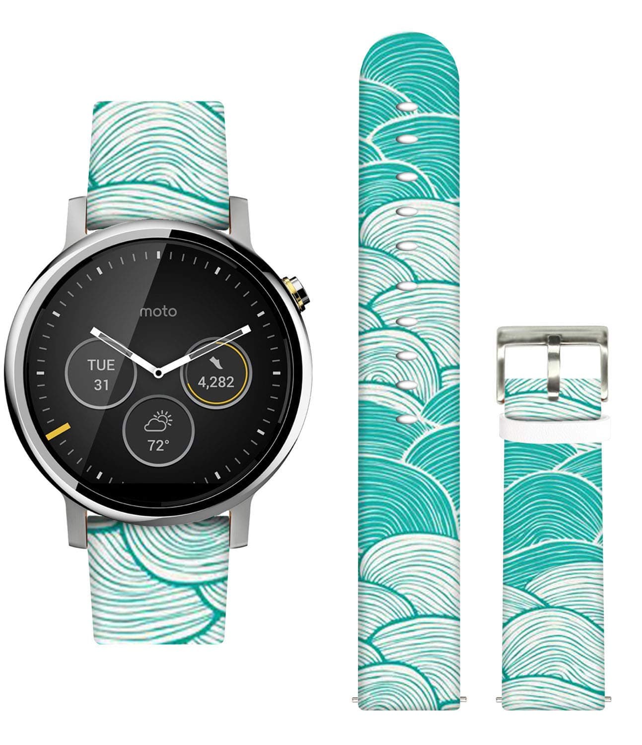 Ecute 20mm Quick-Release Leather Watch Band Strap for Galaxy Watch Active 2/Galaxy Watch 42mm/Galaxy Gear S2 Classic/Gear Sport/Garmin Vivomove/HR/Vivoactive 3