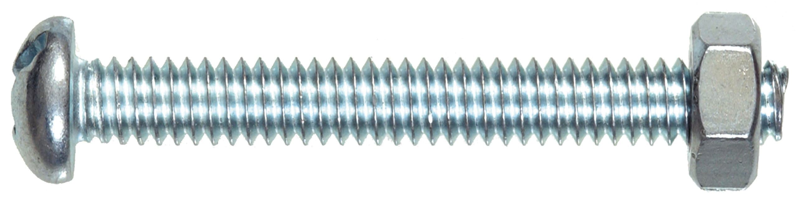 The Hillman Group 7710 Round Head Combo Machine Screw with Nut, 10-32-Inch x 1 1/4-Inch, 8-Pack