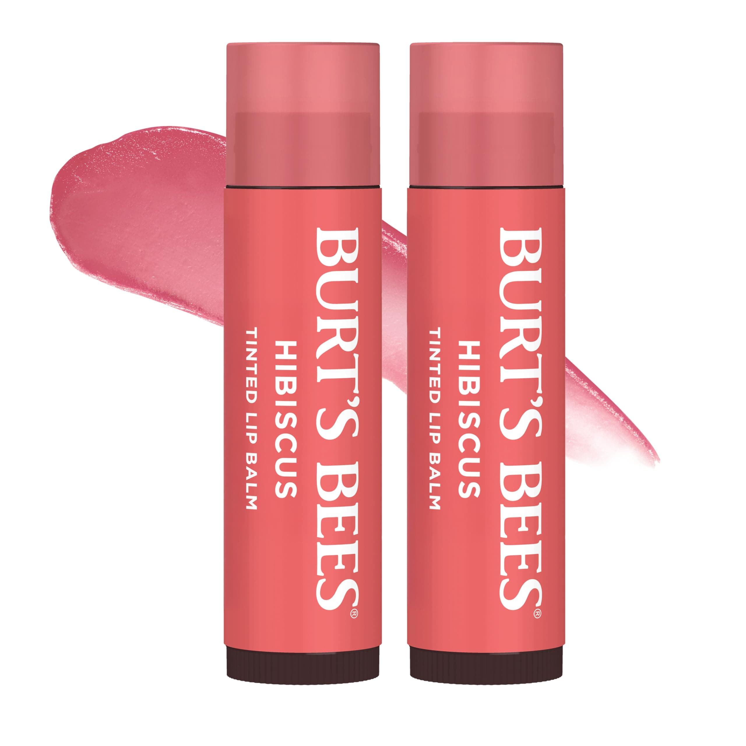 Easter Basket Stuffers, Lip Tint Balm with Long Lasting 2 in 1 Duo Tinted Balm Formula, Color Infused with Hydrating Shea Butter for a Natural Looking Buildable Finish, Hibiscus (2-Pack)