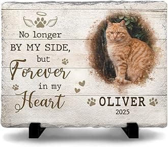 Personalized Rectangle-Shaped Memorial Rock with Cat Paw Prints - Ideal for Pet Lovers Mourning Their Loss - Emotional Remembrance Gift & Dog Lover Gifts for Women