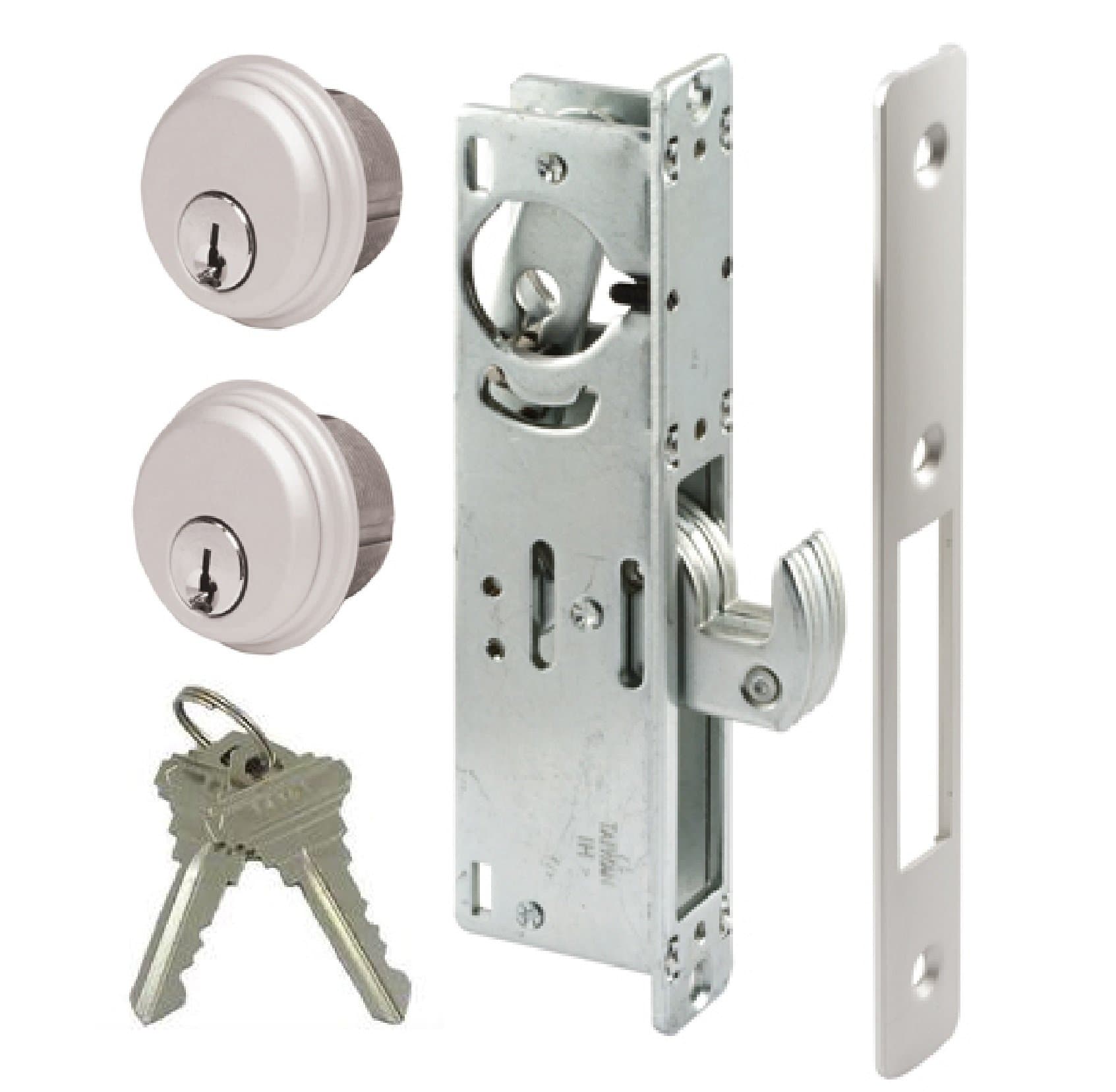 Storefront Door Mortise Lock Hook Deadbolt & Double Keyed Cylinder Combo, Adams Rite Cam, in Aluminum (1-1/8" Backset)