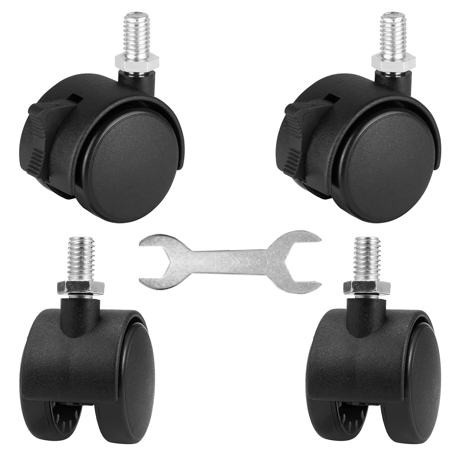 Lphy 2” Threaded Stem Casters, 3/8 Inch Stem Diameter, Swivel Locking Replacement Wheels for Furniture, Cart, Workbench, Trolley