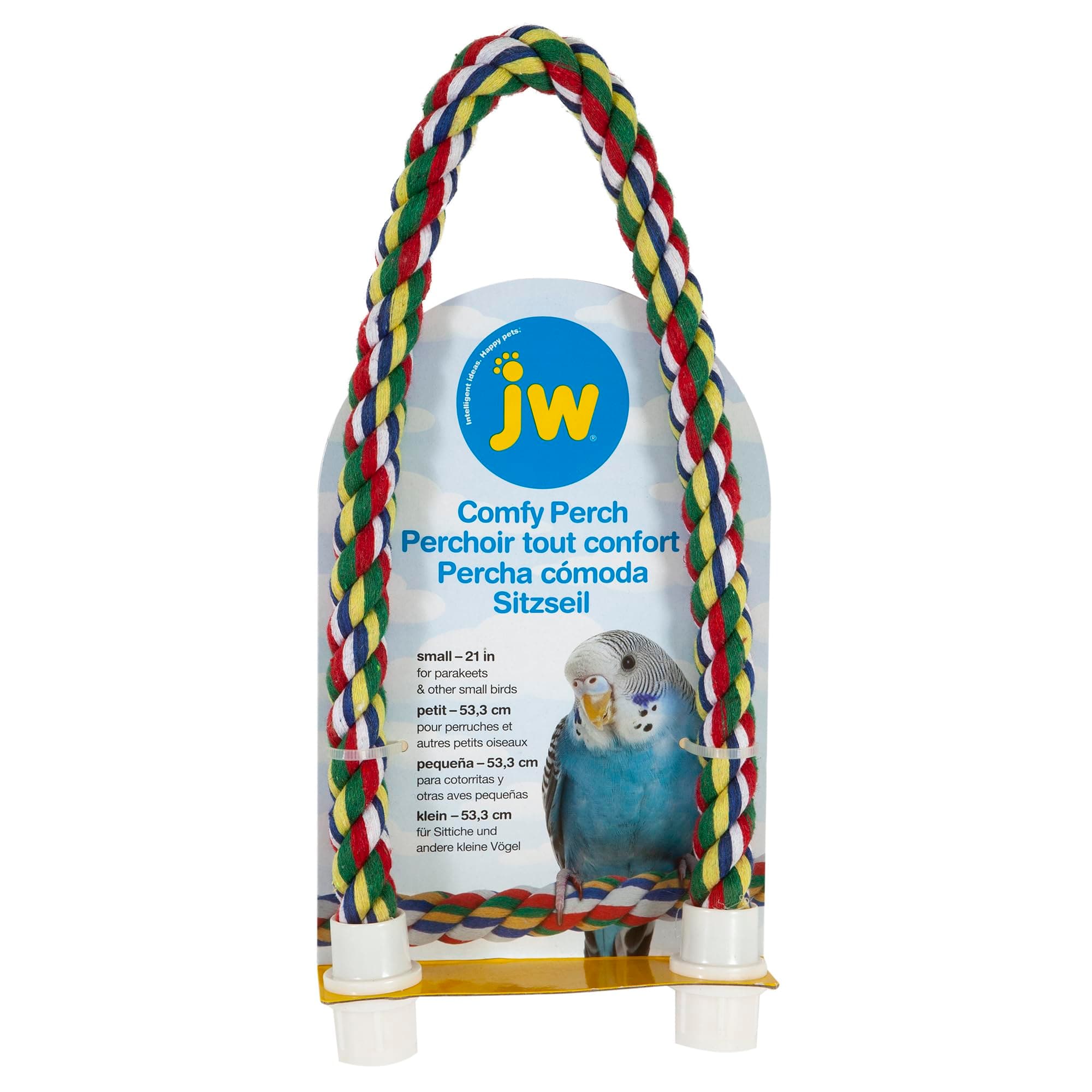 JW Pet Comfy Perch For Birds Flexible Multi-color Rope, Small - 21" Length