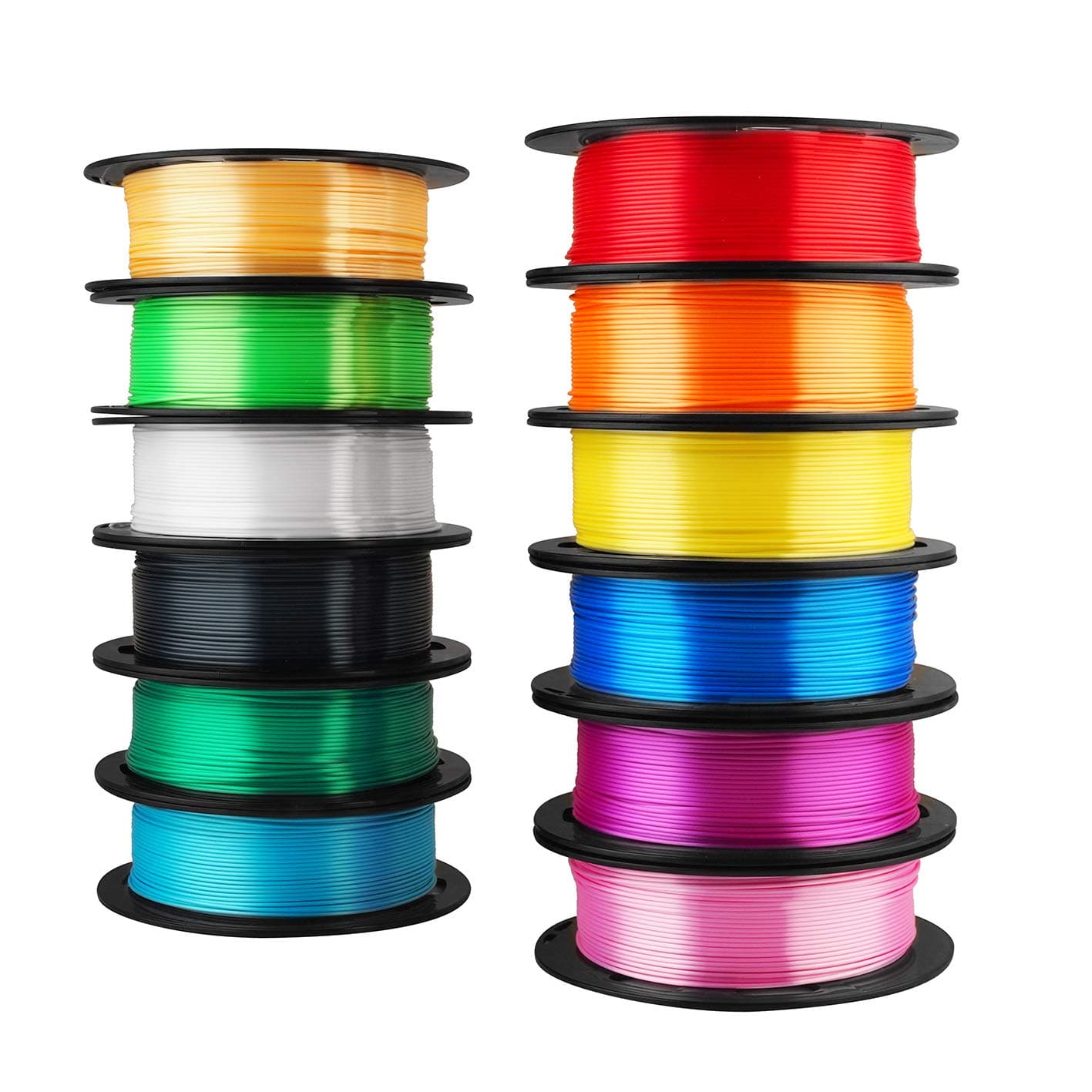 12 Bright Shine Silk Colors PLA Filament Bundle