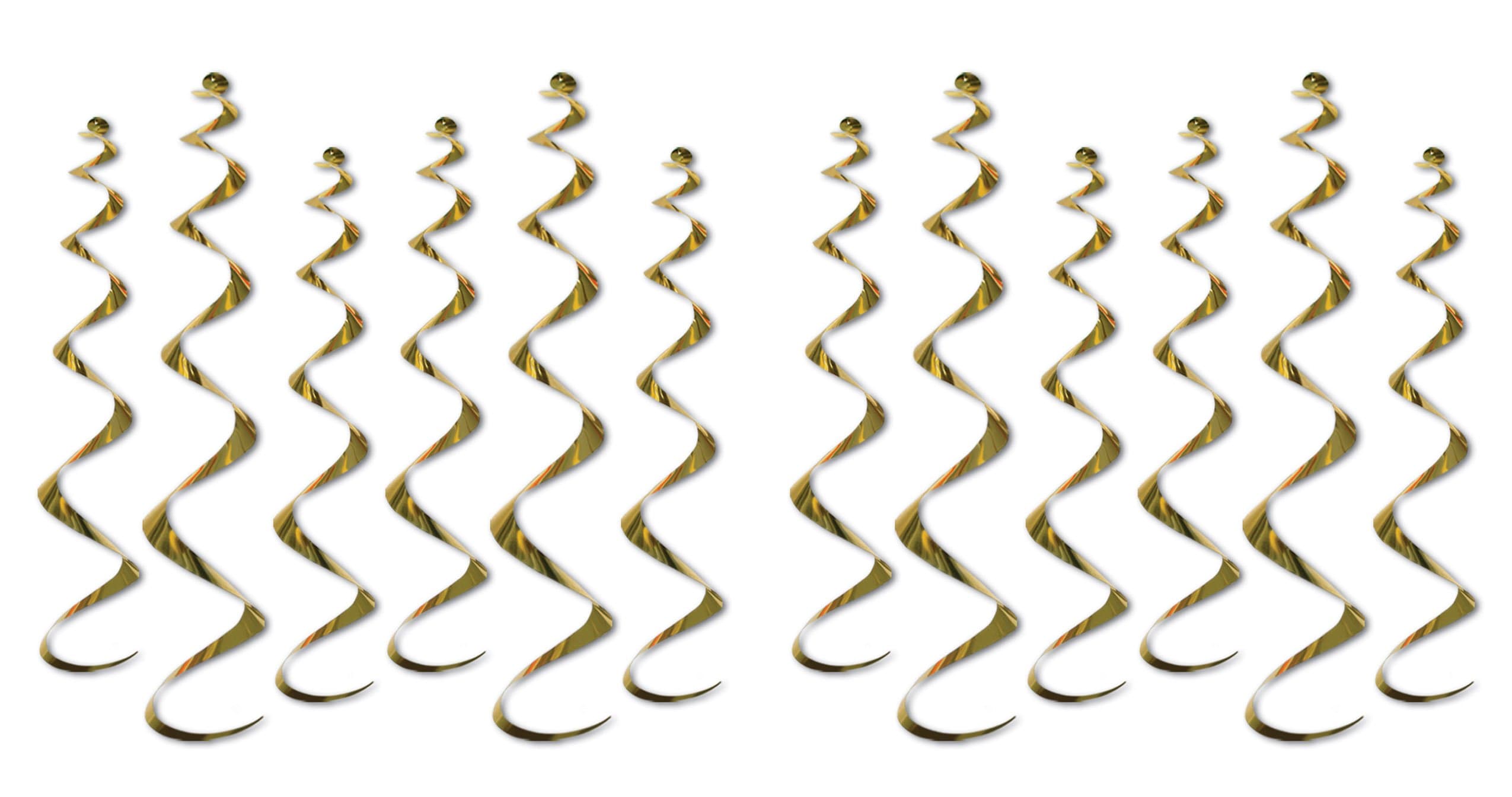 Beistle Twirly Whirlys 12 Piece, Gold