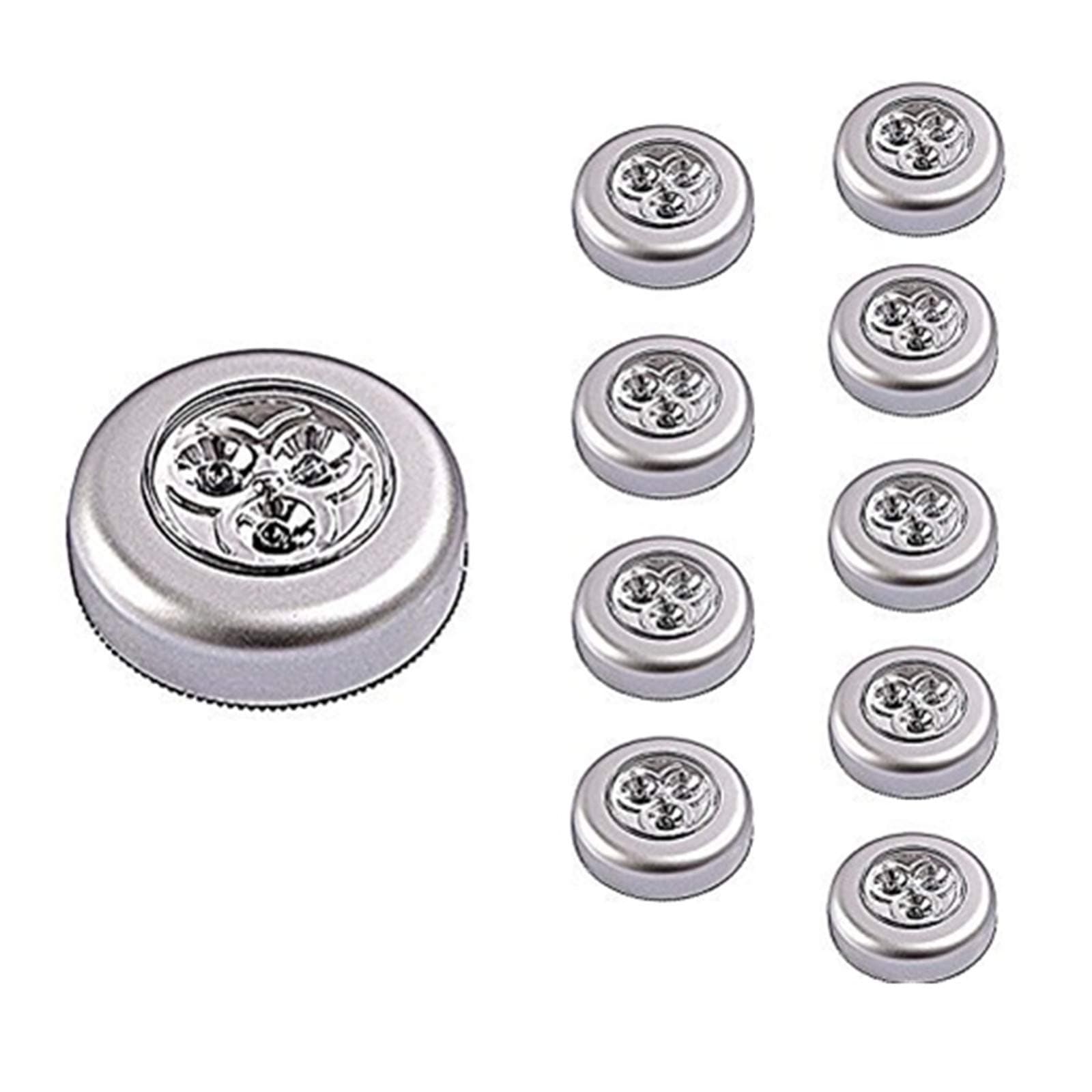 Elikeable LT 10 Pack 3 LED Battery-Powered Wireless Night Light Stick Tap Touch Lamp Stick-on Push Light for Closets, Cabinets, Counters, or Utility Rooms,Cordless Touch Light (10)