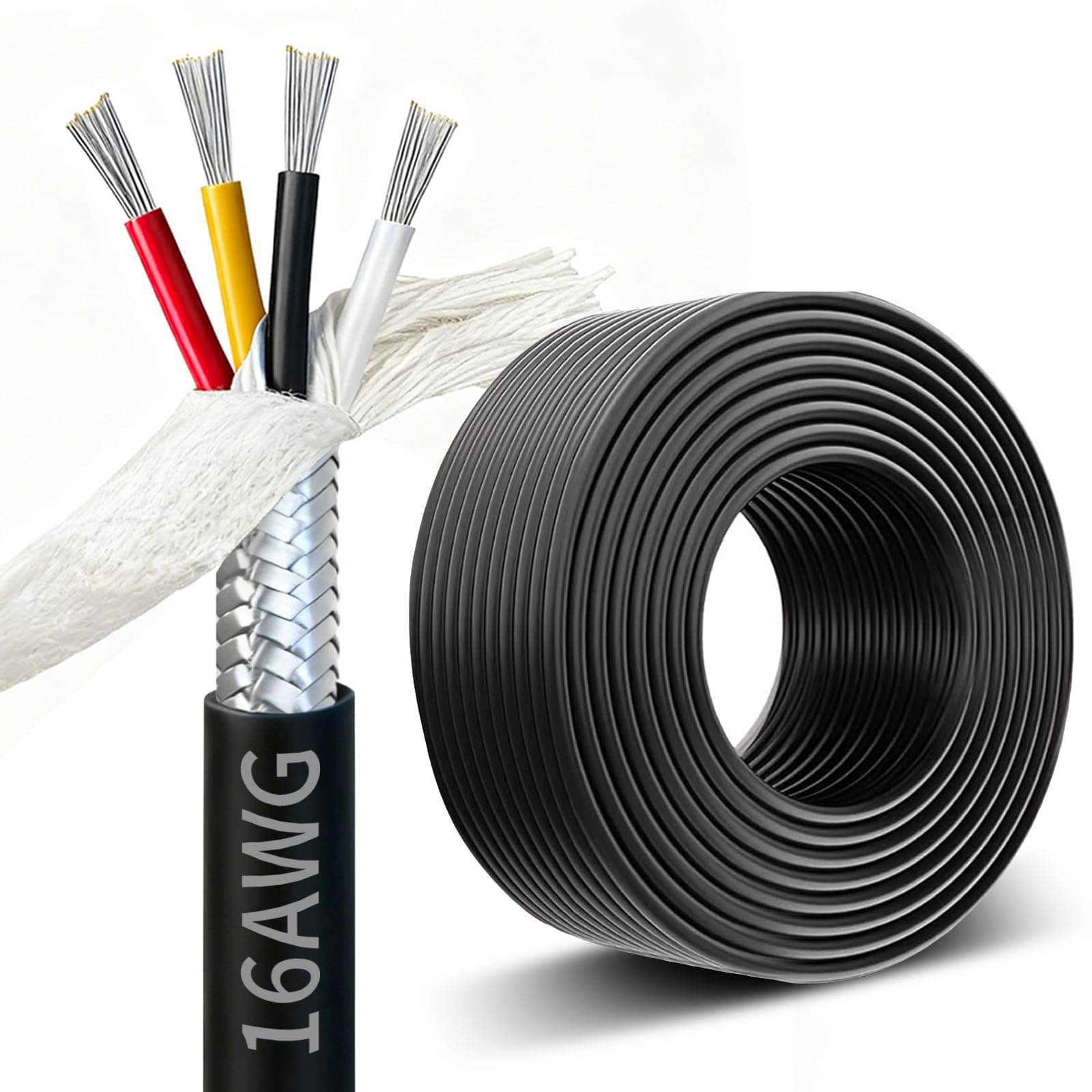 30ft Double Shielded Wire 16awg 4 core