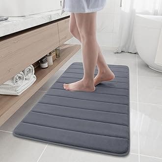 Buganda Memory Foam Bath Mat, 44" x 20", Ultra Soft and Non-Slip Bathroom Rugs, Water Absorbent and Machine Washable Bath Rug for Bathroom, Shower, and Tub, Dark Grey