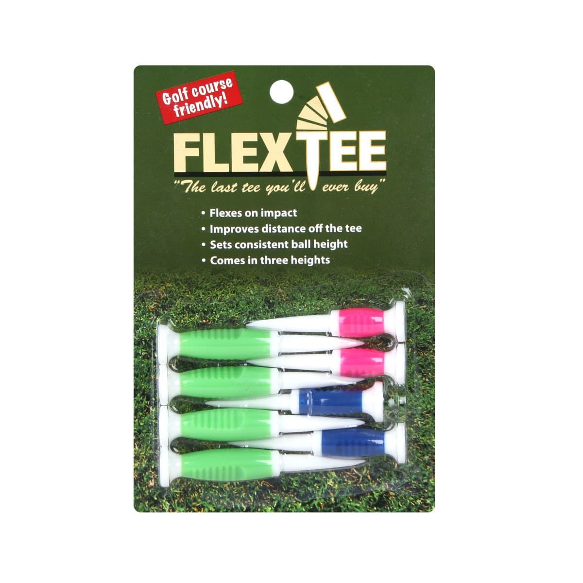 FlexTee Flexible Golf Tees (8 Pack), Virtually Unbreakable, Greater Distance, Accuracy, Less Resistance (Assorted Colors)