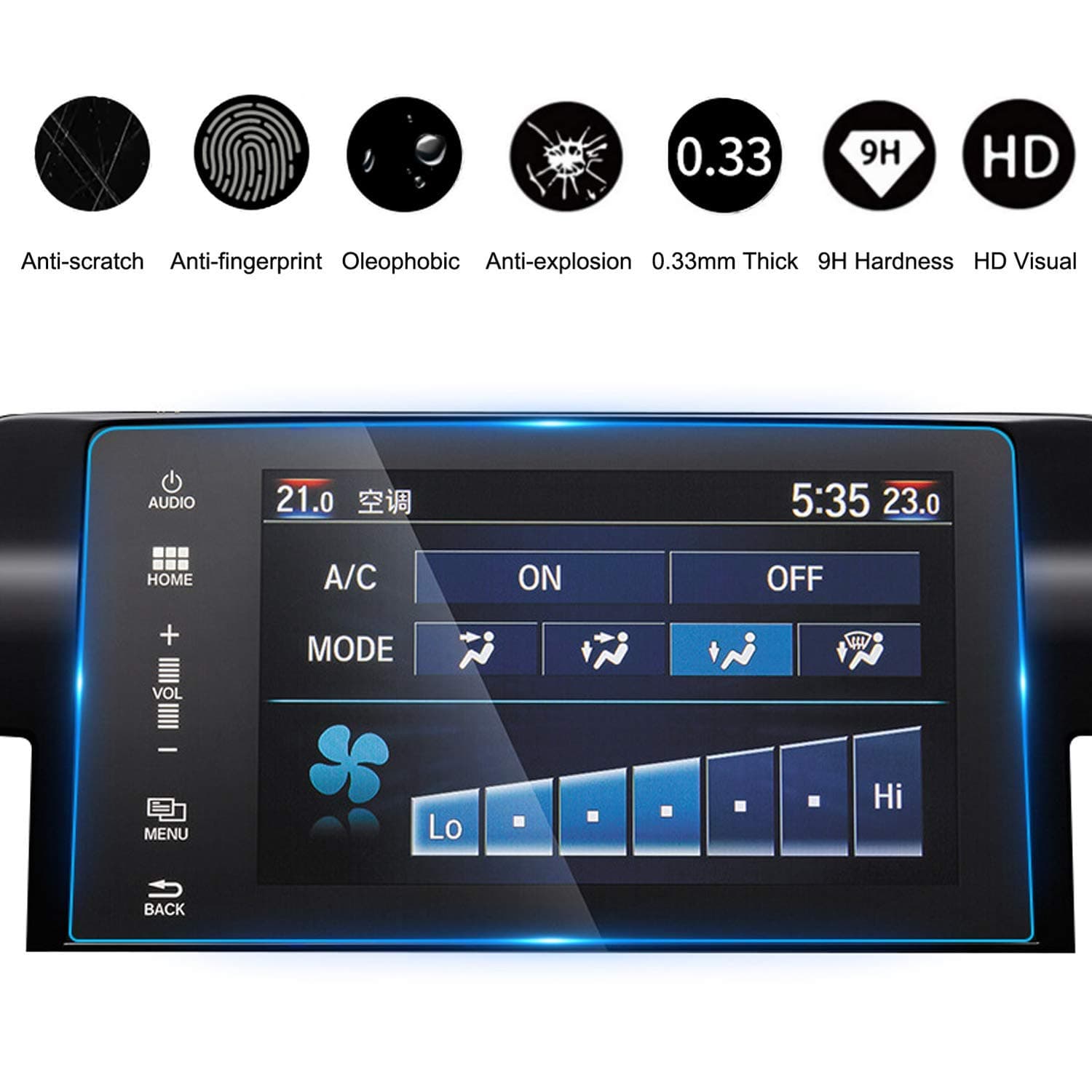 2016-2020 Civic Coupe EX Hatchback 7-Inch Car Navigation Screen Protector, Tempered Glass Infotainment in-Dash Display Touch, Compatible with The EX, EX-L, EX-T, Touring