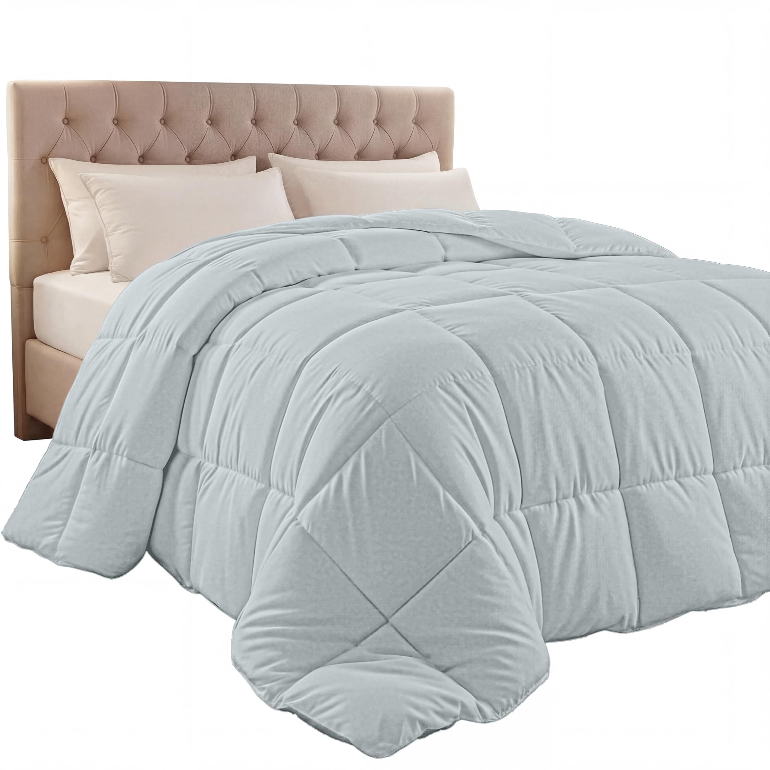 Utopia Bedding Queen Comforter Duvet Insert, Quilted Light Grey Comforter with Corner Tabs, Box Stitched Down Alternative Comforters Queen Size 88 x 88 inches