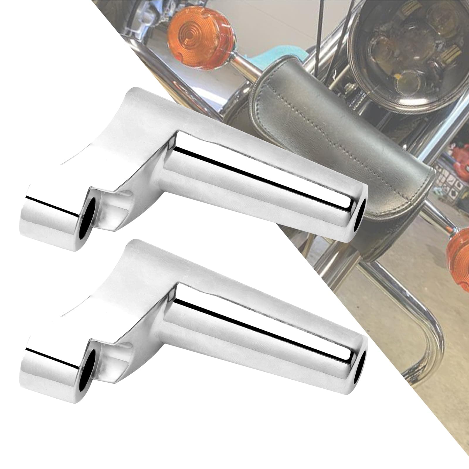 HDBUBALUS Chrome Front Turn Signal Mounts Relocation Kit for Harley XL Sportster Dyna FXR