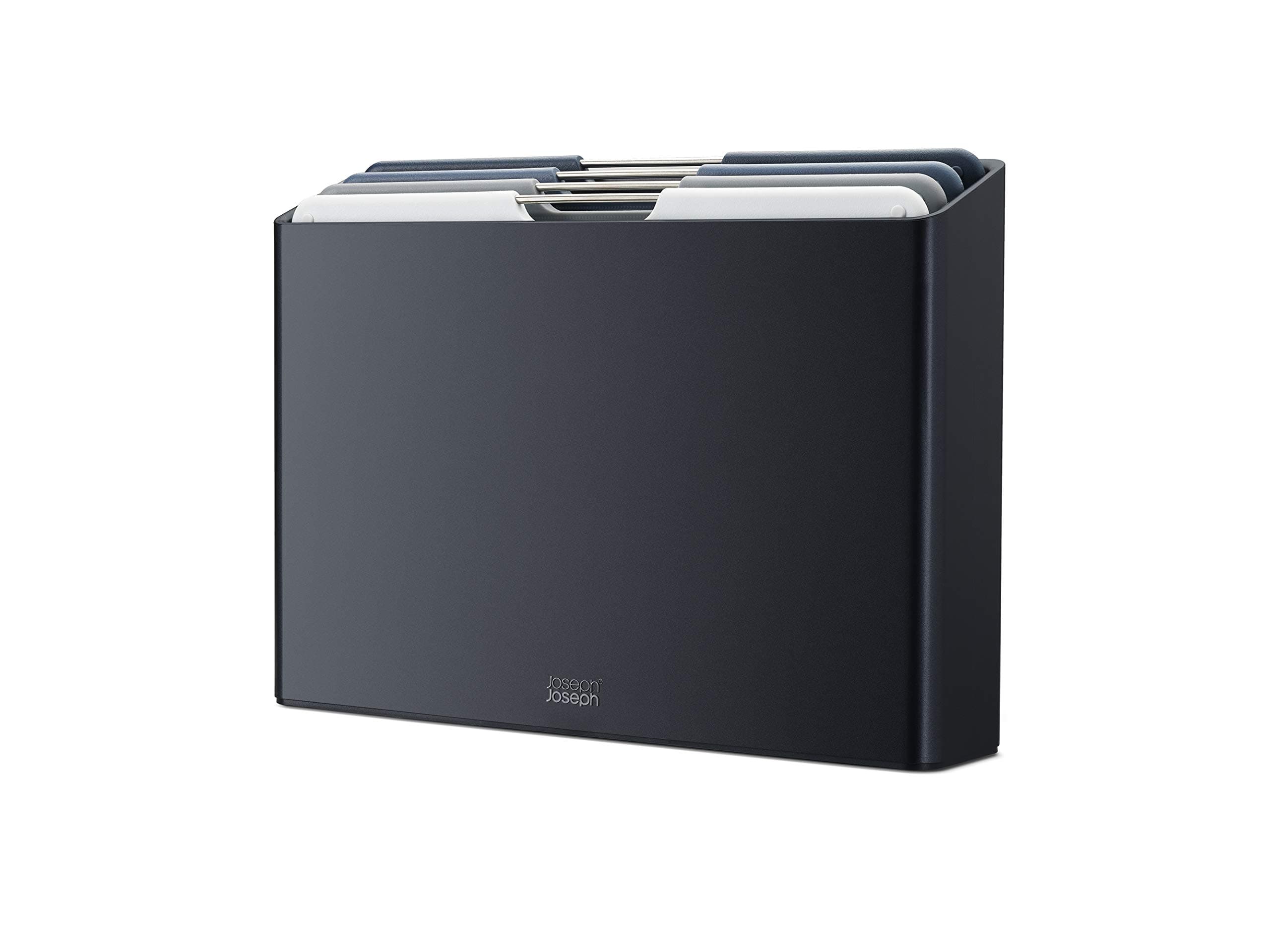 Joseph Joseph Folio 4-Piece Colour coded Cutting Board Set, Slimline case for organized Kitchen storage, Graphite
