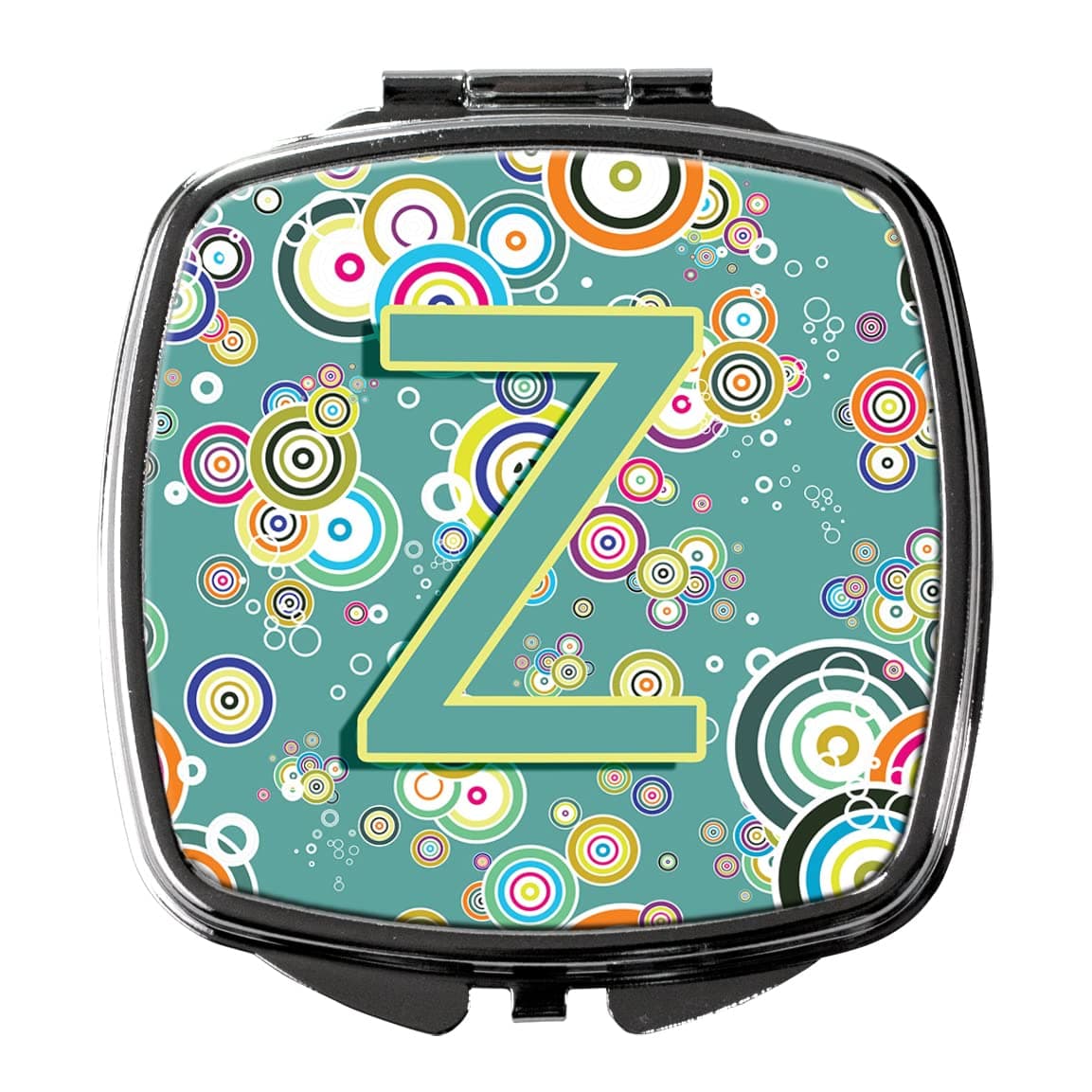 Letter Z Circle Circle Teal Initial Alphabet Compact Mirror CJ2015-ZSCM