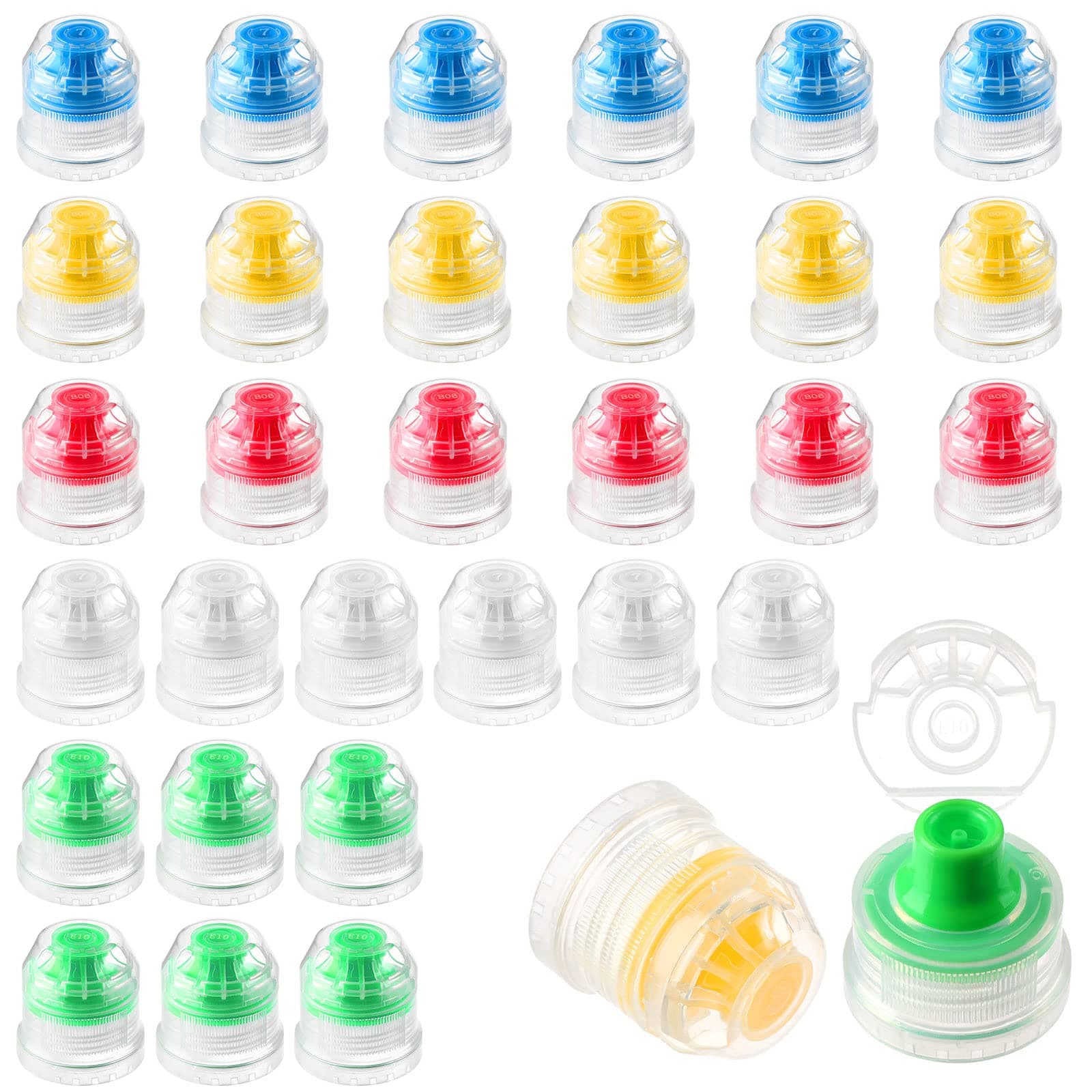 30 Pieces Colorful Push Pull Replacement Caps 28mm Reusable Sport Bottle Lid PE Bottle Caps Safe Pop Up Twisted Soda Water Bottle Compatible for Office Workout Outdoor Sports