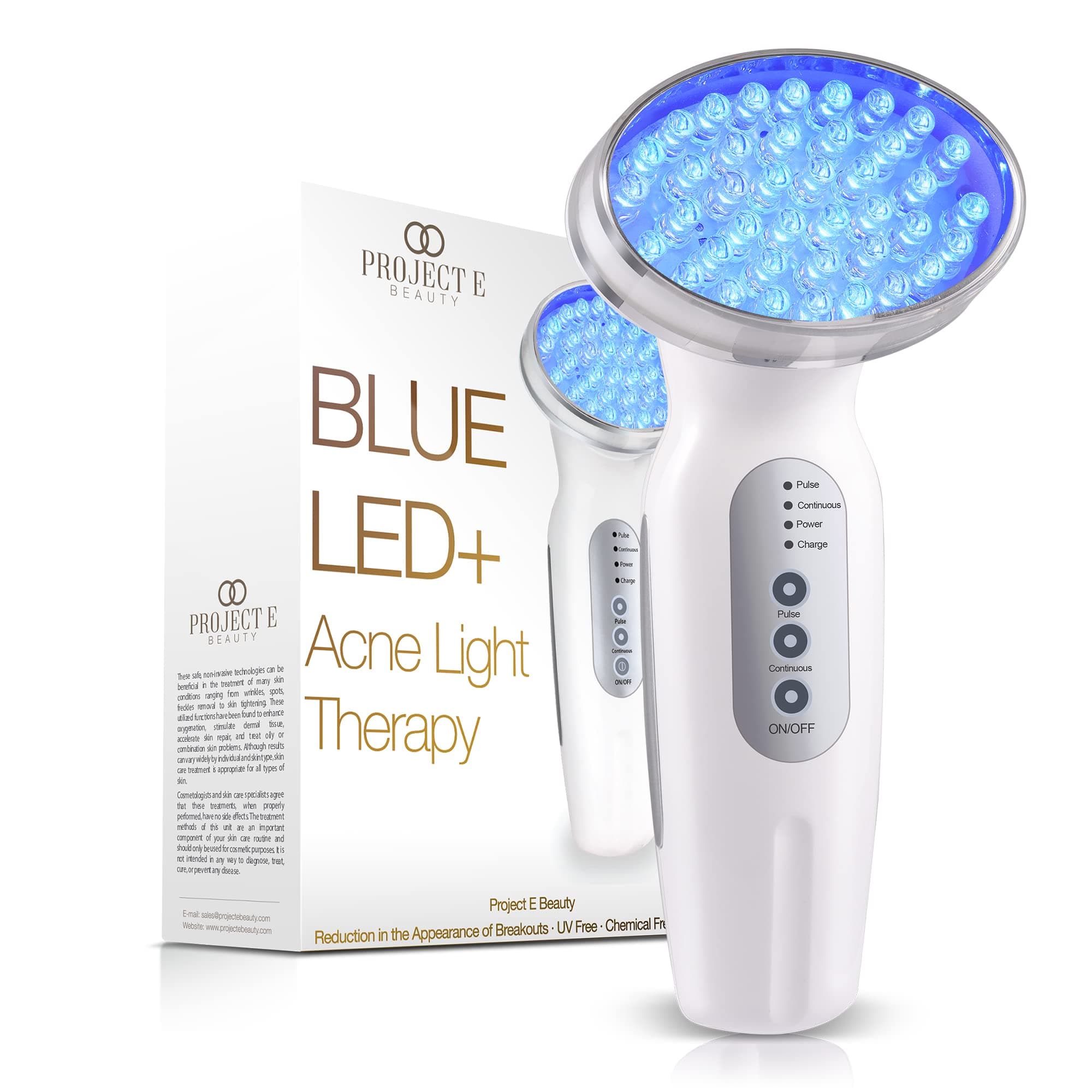 Project E Beauty Blue LED+ Acne Light Therapy 415nm Photon Reduce Inflammation Sensitive Calming Facial Device